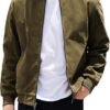 COOFANDY Men's Casual Varsity Jacket Green