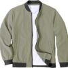 COOFANDY Men's Lightweight Bomber Jacket Light Green