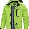 MAGCOMSEN Men's Lightweight Windbreaker Rain Jacket Fluorescent Green