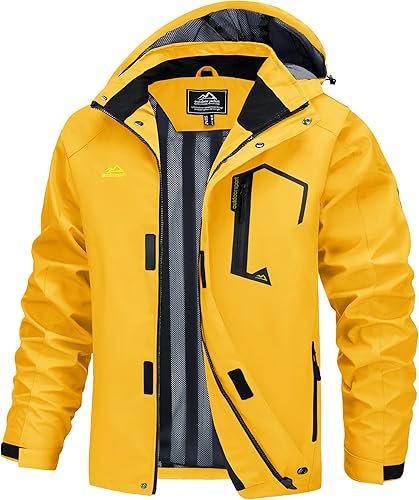 MAGCOMSEN Men's Lightweight Windbreaker Rain Jacket Yellow