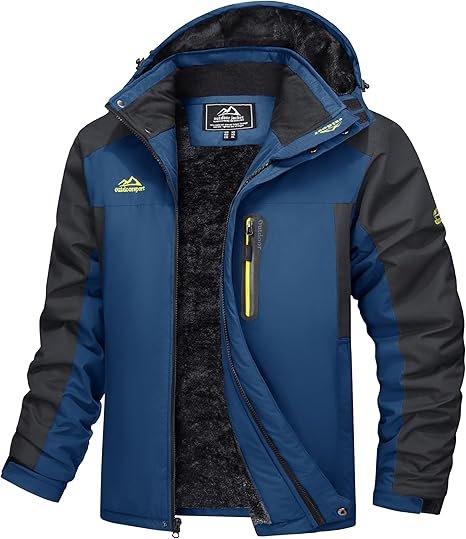 MAGCOMSEN Men's Winter Coats Water Resistant Snow Ski Jacket Denim Blue