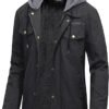 Pursky Men's Canvas Cotton Military Casual Field Jacket Grey(thick)