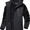 TACVASEN Men's Winter Skiing Jackets Black Gray