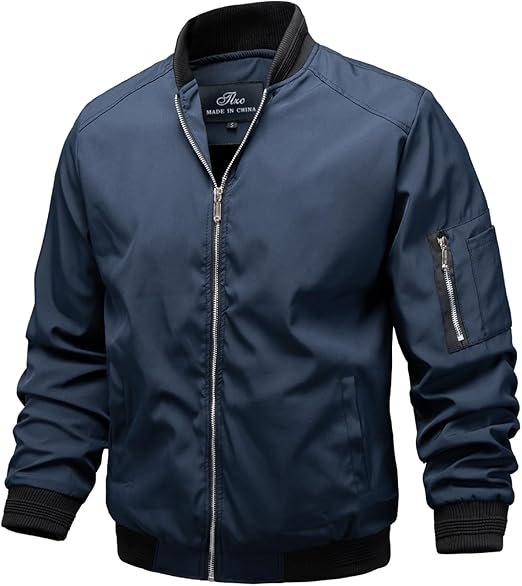 TLZC Men's Lightweight Bomber Jacket Blue