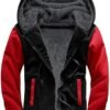 ZITY Men's Zip Up Hoodie Heavyweight Winter Sweatshirt Fleece Sherpa Lined Warm Jacket Black/Red